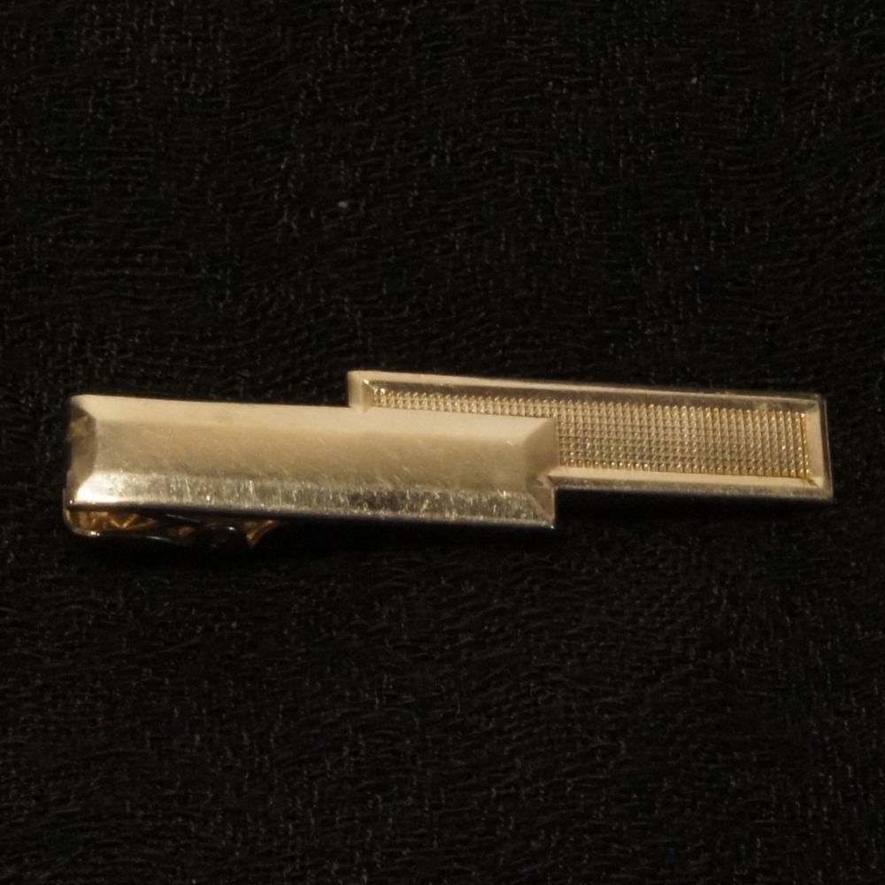 Vintage Gold Tone Tie Clip Rectangular Textured Bar Classic Simple Tie Bar